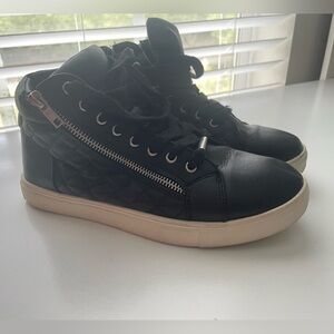 Black High Top Faux Leather Shoes